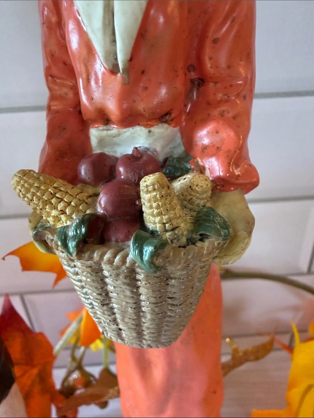 Autumn Harvest Couple Figurines in Orange - Seasonal Table Decor